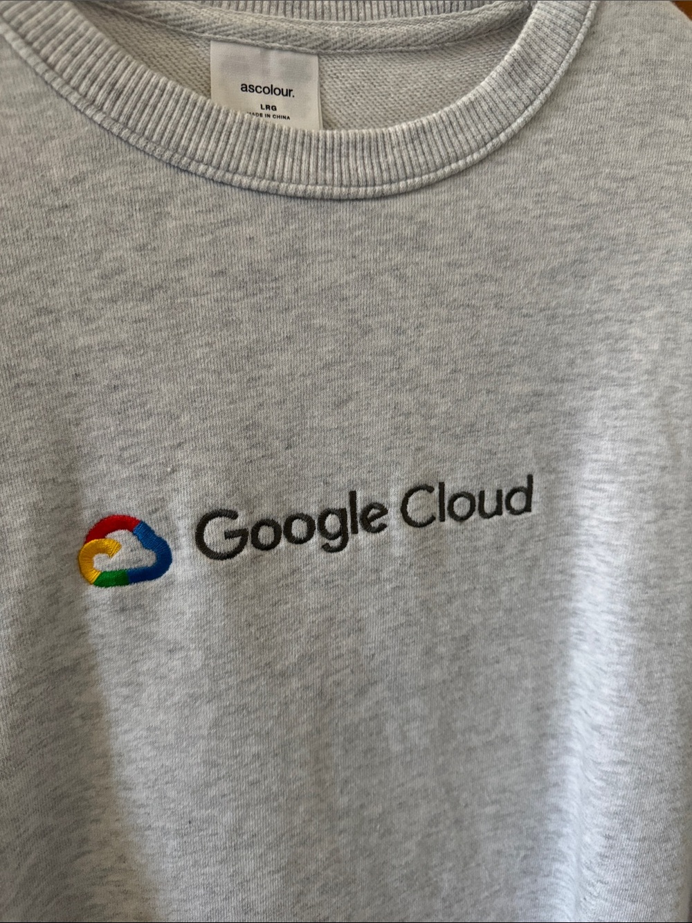 google Light Gray Sweatshirt with Colorful Google Cloud Logo